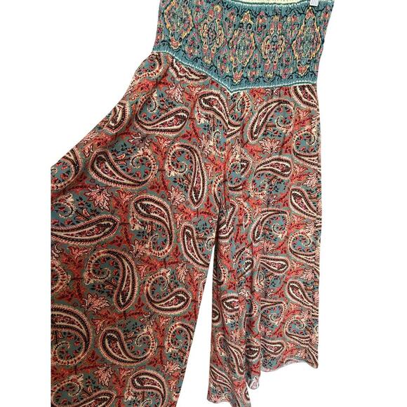 Belle France Paisley Palazzo Cropped Pants Size M Wide Leg Boho Made in Italy - Picture 2 of 7